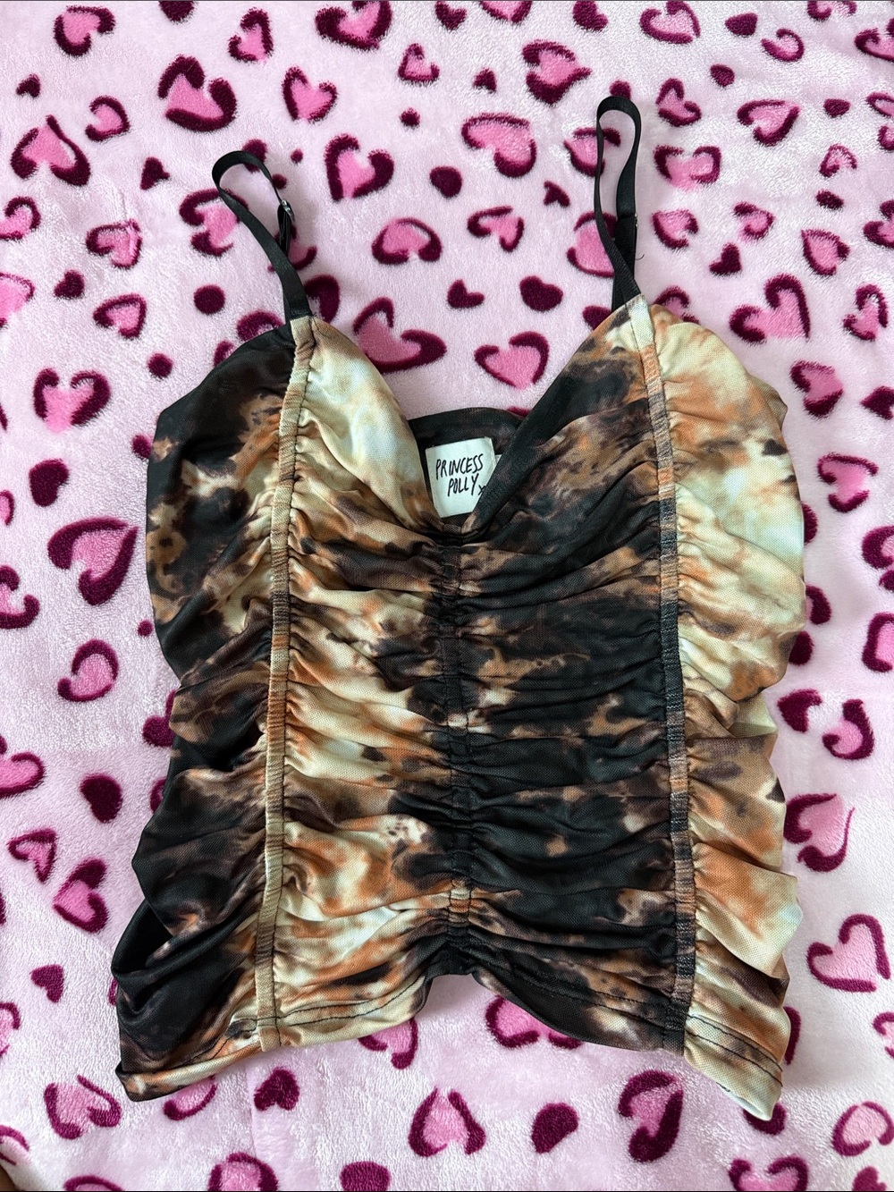 Princess Polly Brown & Black Ruched Cami Top